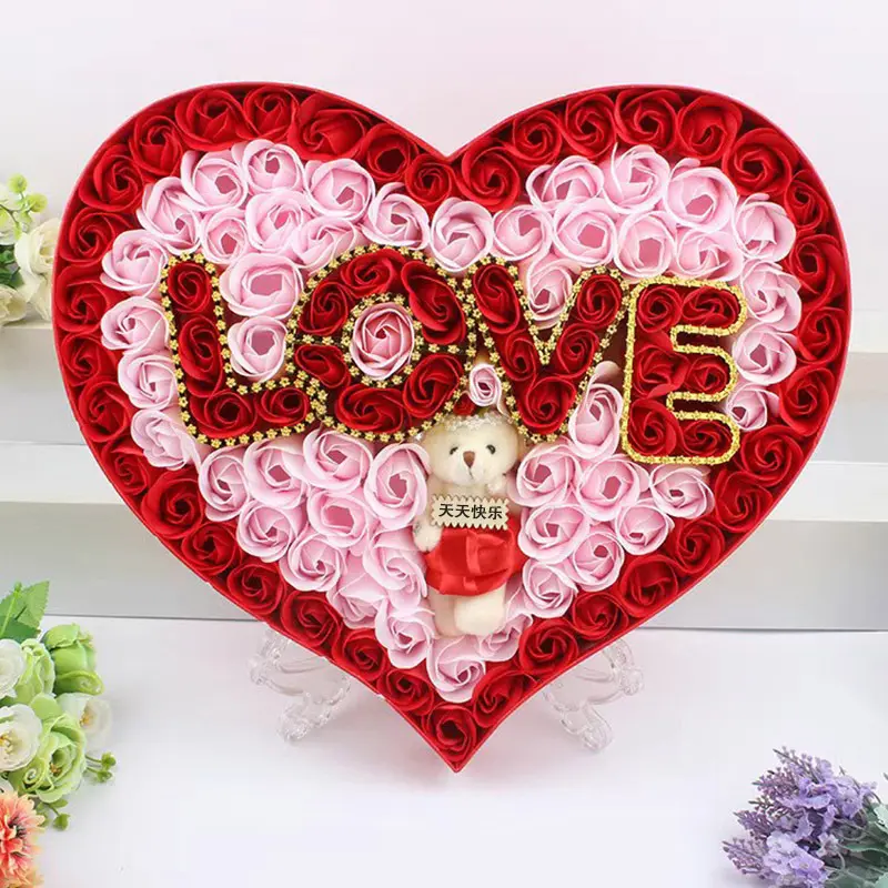 Tình Yêu Mới Về Hộp Quà Tặng Hoa Hồng Bảo Quản Xà Phòng Hình Trái Tim Hoa Hồng Cho Ngày Valentine Quà Tặng Hộp Hoa Hồng