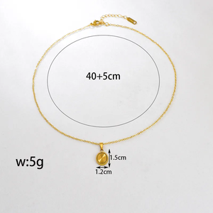 Elegante Collar con Colgante Ovalado para Mujer, Acero Inoxidable 304, Chapado en Oro, Accesorios con Forma de Corazón, No se Destiñe, Moda Moderna - Product Image 2