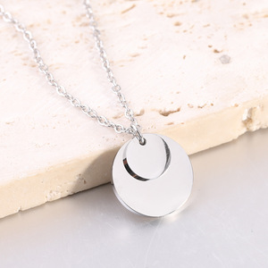 2025 Personalized Custom Double <strong>Coin</strong> Round Shaped <strong>Necklace</strong> Stainless Steel Engraving Blank Pendant <strong>Necklace</strong> - Product Image 3