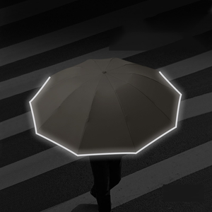 नए कारखाने के अर्ध-स्वचालित 3-गुना पुरुषों की व्यावसायिक छतरी 10-हड्डी रिवर्स कस्टम लोगो रिंग बकल सूरज की बारिश को संभालती है - Product Image 4