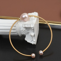 Bijoux Lucy, best-seller, perle d'eau douce naturelle de qualité AAAA, bracelet ouvert à perles baroques, fait main pour femmes, plaqué or 14 carats NGTC