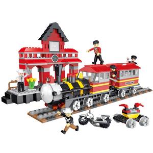 COGO 464 pièces, ensembles <span class=keywords><strong>de</strong></span> trains 3D, <span class=keywords><strong>gare</strong></span> ferroviaire, blocs <span class=keywords><strong>de</strong></span> construction, jouets pour enfants - Product Image 1