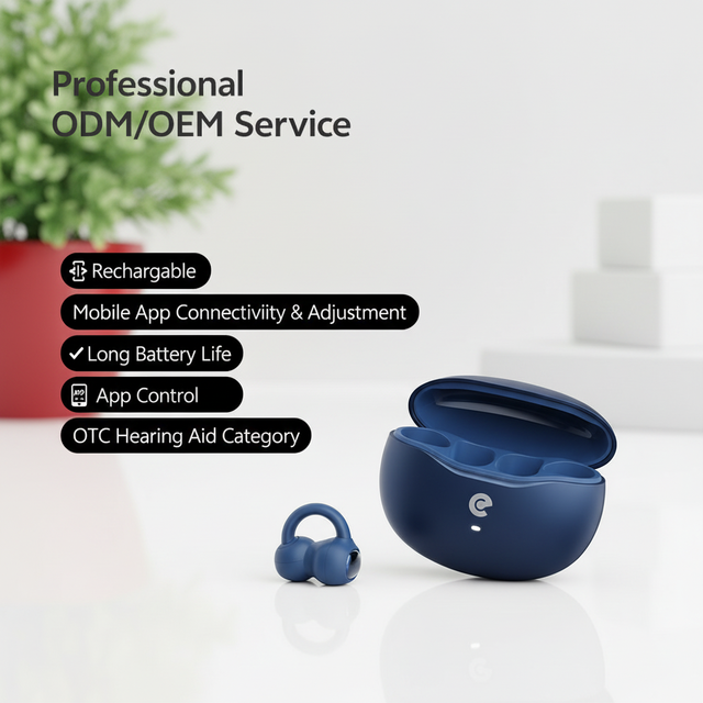 OEM/ODM Ear-Clip 2-in-1 Hearing Aid & Electronic Earplug OTC TWS with App Control 16-Channel DSP with Noise Reduction