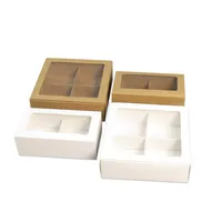 Boîte d'emballage de haute qualité pour gâteaux, desserts et biscuits, boîte à tiroir coulissant en papier kraft, boîte rectangulaire pour biscuits avec séparateurs