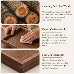 Elegant Decorative Black Walnut Wood <strong>Rectangular</strong> Serving <strong>Tray</strong> 11.8"x7.9" <strong>Coffee</strong> <strong>Table</strong> &amp; Tea <strong>Tray</strong> - Product Image 5