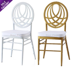 Chaises Chivari rondes à dossier rond en métal doré et blanc, prix avantageux, décoration de meubles, événements, banquets, mariage pour hôtel, Chine - Product Image 1