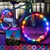 Luces de rueda Led impermeables coloridas para bicicleta, cadena de luces de rueda de bicicleta para conducción nocturna, tira de luces de anillo de rueda RGB