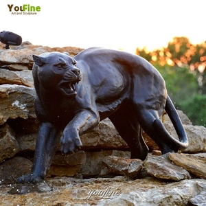 동물원 입구 추상 실물 크기 동상 청동 표범 예술 조각 - Product Image 4