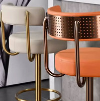 Tabouret de bar moderne, style nordique minimaliste, luxe léger, réglable, pivotant, chaise haute de comptoir, base en acier inoxydable, stable, pour extérieur et salle à manger