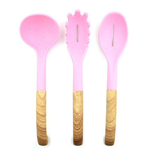 Set di 5 Utensili da Cucina Moderni in Nylon con Supporto, Logo Personalizzato, Rosa, Antiaderenti, Senza BPA, Non Tossici, Marca ODM - Product Image 3