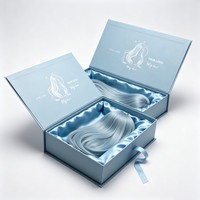Boîte d'emballage personnalisée pour extensions de cheveux, soins de beauté, cosmétiques, pour perruques, avec doublure et fermeture à ruban