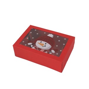 Caja de embalaje de regalo de Navidad Caja de galletas transparente con ventana de caramelo horneado rojo - Product Image 6