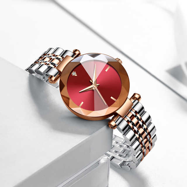 Exquisite Luxury Fashion Quartz Watch Glass Gemstone Dial Stainless Steel Band Alloy Case Valentine Birthday Gift for Women