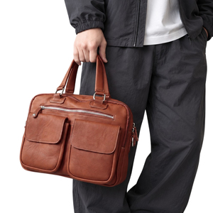 Bolso Bandolera de Hombre de Piel Genuina de Becerro con Cremallera, Estilo Moderno, de Doble Uso, para Llevar en la Mano o al Hombro - Product Image 3