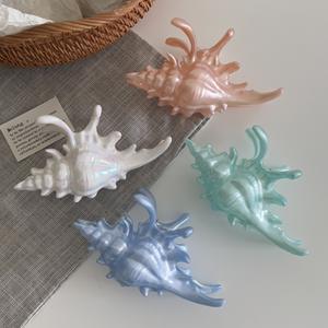 Nuevo Diseño Serie Marina Pinzas de Pelo Acrílicas para Mujeres y Niñas, Accesorios de Pinzas de Pelo de Concha Blanca para Fotos de Verano - Product Image 3