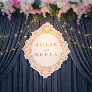 Acrylic Oval <b>Wedding</b> Nameplate <b>Welcome</b> <b>Sign</b> with Wall Mount Installation - Product Image 3