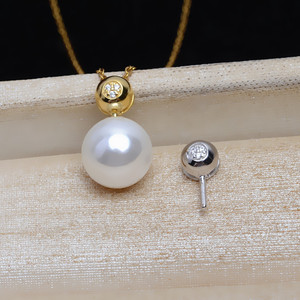 Pendentif rond en argent S925 avec aiguille droite, pour femme, DIY, perle 8-12, accessoires, plateau vide JG5198 pour la création de bijoux - Product Image 1