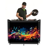 Cabine de DJ portable avec façade de station, bureau, support, table et écran LED vidéo mural