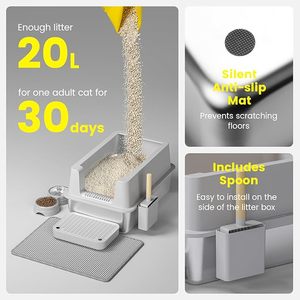 New Arrival thép không gỉ <span class=keywords><strong>cat</strong></span> litter <span class=keywords><strong>box</strong></span> với nắp Thêm lớn hộp xả rác <span class=keywords><strong>XL</strong></span> cao bên Mèo Hộp bao vây - Product Image 3