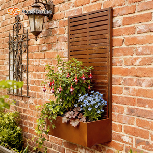 Weathering Steel Square Rusty Louver <b>Screen</b> Eco-friendly Planter Box Free Standing Garden <b>Partition</b> Climbing Plant Trellis - Product Image 5
