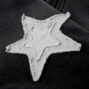 Manufacturer Custom Heavyweight Full Zip up <b>Hoodie</b> Vintage Distressed Embroidery Patch Hoodies <b>Men</b> - Product Image 4