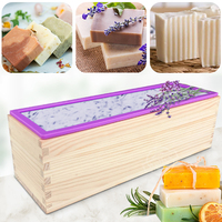 Moule à savon rectangulaire en silicone et bois, fait main, facile à démouler, avec boîte en bois, vente en gros