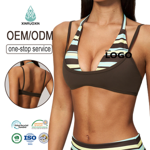 <span class=keywords><strong>Reggiseno</strong></span> da Yoga da Donna Multistrato con Patchwork a Contrasto, Halter, Schiena Scoperta, Coppe Rimovibili, Traspirante, per Fitness e Allenamento - Product Image 1