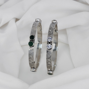 Ensemble de bijoux en argent 925 gravé à la main, de style classique, avec bracelet et bague en cristal naturel bicolore, beauté exquise - Product Image 1