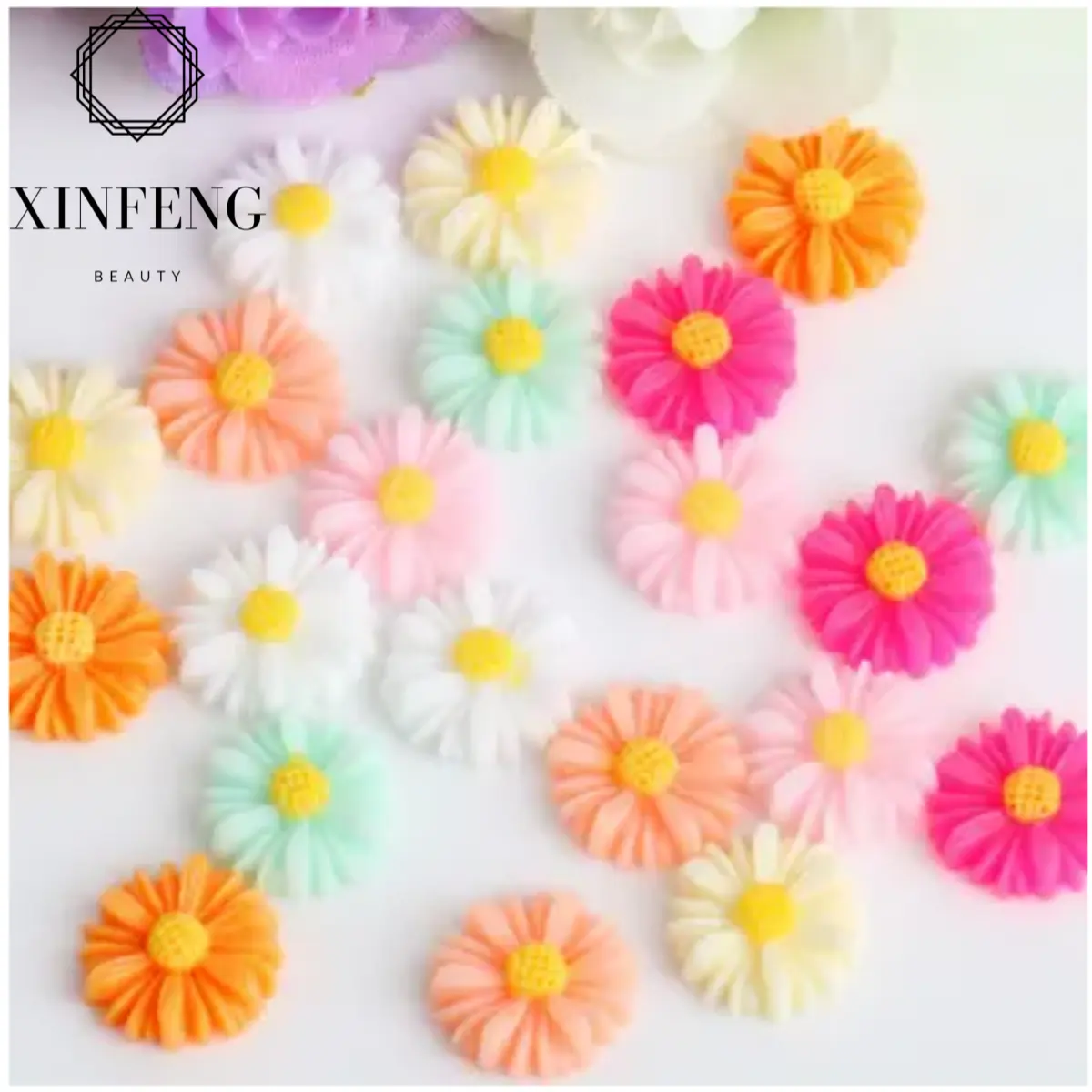 Supplies Vietnam Resin Little Flower Art Beautiful daisy Design Flat Back Nail Charms