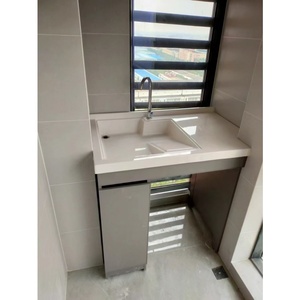 Armoire de buanderie en aluminium pour machine à laver, avec planche à laver intégrée - Product Image 5