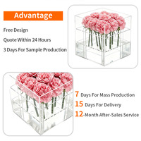 Boîte à souvenirs en acrylique personnalisée avec couvercle amovible pour la présentation de roses éternelles, l'organisation de bijoux ou l'emballage de souvenirs