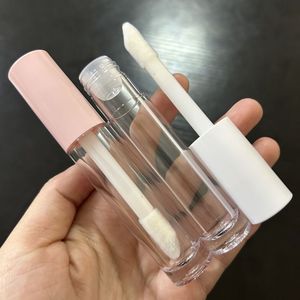 หลอดลิปกลอสใสทรงกลมขนาด 6 มล. ยี่ห้อ ISMAN สำหรับขายส่ง พร้อมฝาสีชมพูขาว บรรจุภัณฑ์ลิปกลอสเปล่า หัวแปรงขนาดใหญ่ ขวดบรรจุลิปออยล์ - Product Image 1