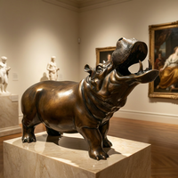 Statue d'hippopotame en bronze sur mesure - Moulage à la cire perdue personnalisé avec patine antique appliquée à la main - Sculpture animale 3D pour la Fête Nationale