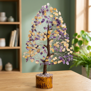 Escultura de Árbol de Piedras Preciosas Naturales Hecha a Mano con Amatista y Citrino, con Envoltura de Alambre, Tacto Real Premium, Amuleto de Feng Shui y Reiki, Regalo - Product Image 2
