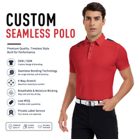 Polo de Piqué sin Costuras de Algodón para Hombre, Corte Ajustado, con Logotipo Personalizado, Cierre de Botones de Poliéster, Manga Corta, Uniforme de Trabajo para Tenis y Golf