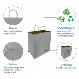 Grey Color Brown Kraft Paper <b>Bags</b> with Twisted Handles 14x10x15.75 Inches - Product Image 3