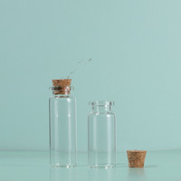 Mini Bouteilles en Verre Transparentes, Bouteilles Décoratives et Souhaits avec Bouchons en Liège pour Mariage, Anniversaire et Fêtes