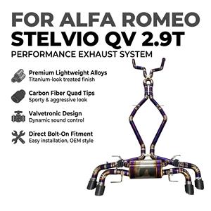 Vortex Titanium Purple Valved Catback <b>Exhaust</b> for Alfa Romeo Stelvio QV 2.9T with Center Drum Quad Carbon Tips System Mod - Product Image 1