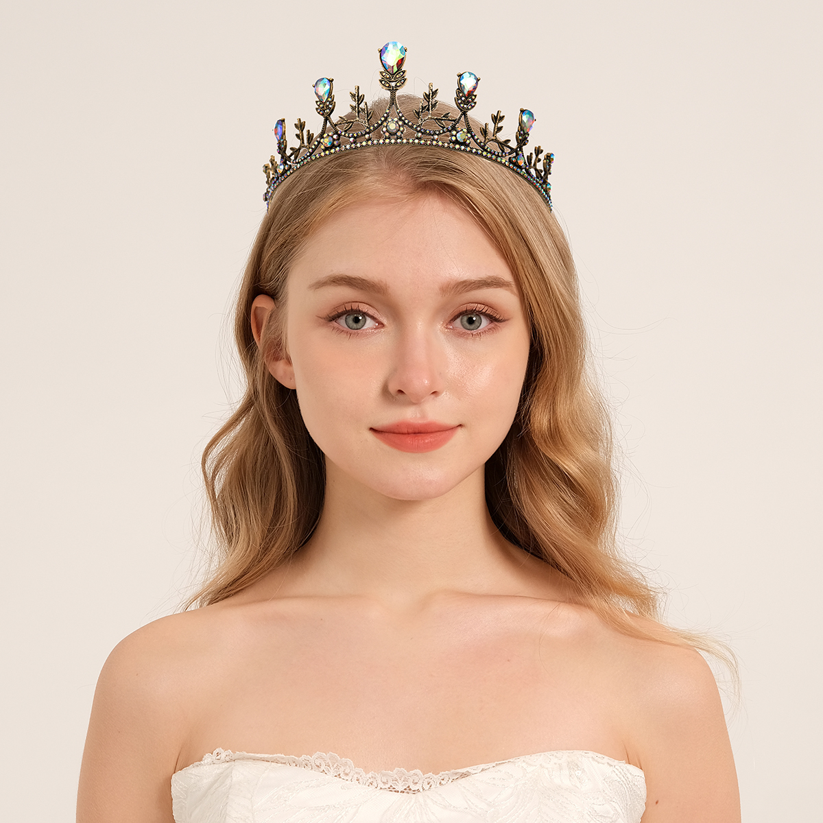 Barocke Strass-Krone / Tiara – Schwarz-silber, Für Hochzeit, Halloween, Kostümparty & Fotoshootings