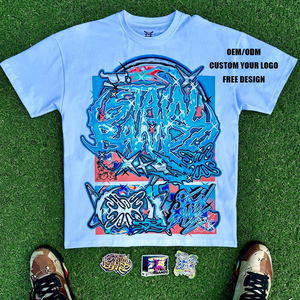 Áo thun cotton 100% in họa tiế<span class=keywords><strong>t</strong></span> cá <span class=keywords><strong>t</strong></span>ính thời trang dáng rộng cho nam và nữ - Product Image 2