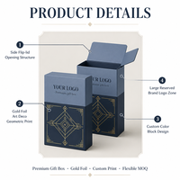 Boîte en carton blanc à motif personnalisé avec couvercle ajusté, conteneur cadeau haut de gamme estampé or pour cosmétiques et parfums
