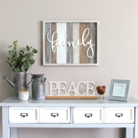 Lettres décoratives faites à la main de Noël autoportantes Peace Design Block Letter Sign Word Base en bois Stand Table Top Rustic Wood Letters