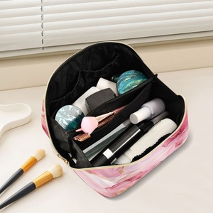 Pink Design Waterproof Toiletry Travel Custom Logo <b>Large</b> Capacity Polyester <b>Pillow</b> Women Cosmetic Makeup Bag with Golden Zipper - Product Image 5