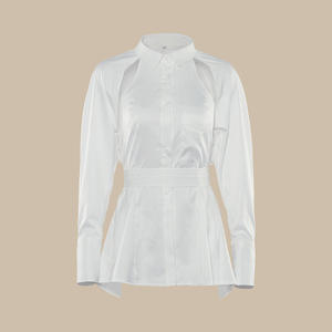 Primavera 2021 abbigliamento donna tinta unita bianco Top camicie a maniche lunghe a sbuffo Top da donna camicette da donna - Product Image 3