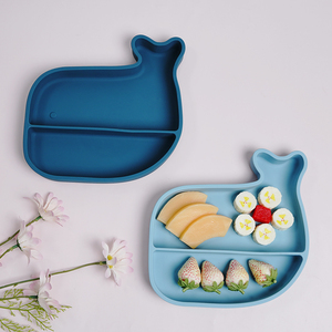 Assiette à ventouse en silicone de qualité alimentaire sans BPA, design divisé, antidérapante, pour tout-petits, bébés et enfants, vaisselle pour les repas - Product Image 1