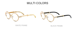 Lunettes de vue rétro 2025, monture ronde en métal, diamant, branches en corne de buffle - Product Image 6