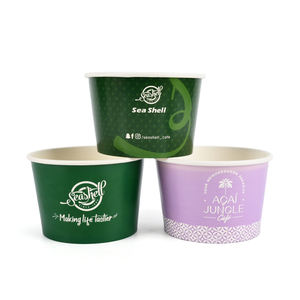 Gobelet à crème glacée jetable biodégradable de qualité alimentaire avec cuillère, imprimé avec un logo personnalisé, écologique, blanc, jaune, vert, dessin animé - Product Image 3