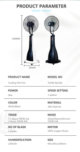Quạt Phun Sương Nước Làm Mát Bằng Không Khí Kỹ Thuật Số 220 Có Bộ Đếm Thời Gian 16 ''90W 7.5 V Với 5 Bánh Xe - Product Image 5