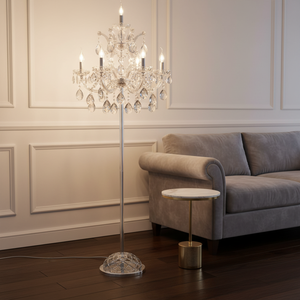 مصباح أرضي ليد كريستالي شفاف حديث مع منشورات زجاجية K9 وحامل تحكم عن بعد لإضاءة غرف النوم وغرف المعيشة بالفندق - Product Image 5