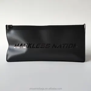 Custom Gedrukt Warmdrukfolie Logo Zwart Frosted Rits Zak Matte Black Zip Lock Bag Matte Black Pouch Verpakking